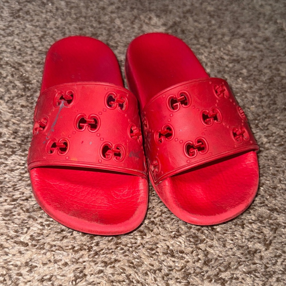 Kids Gucci Red Slide Sandals